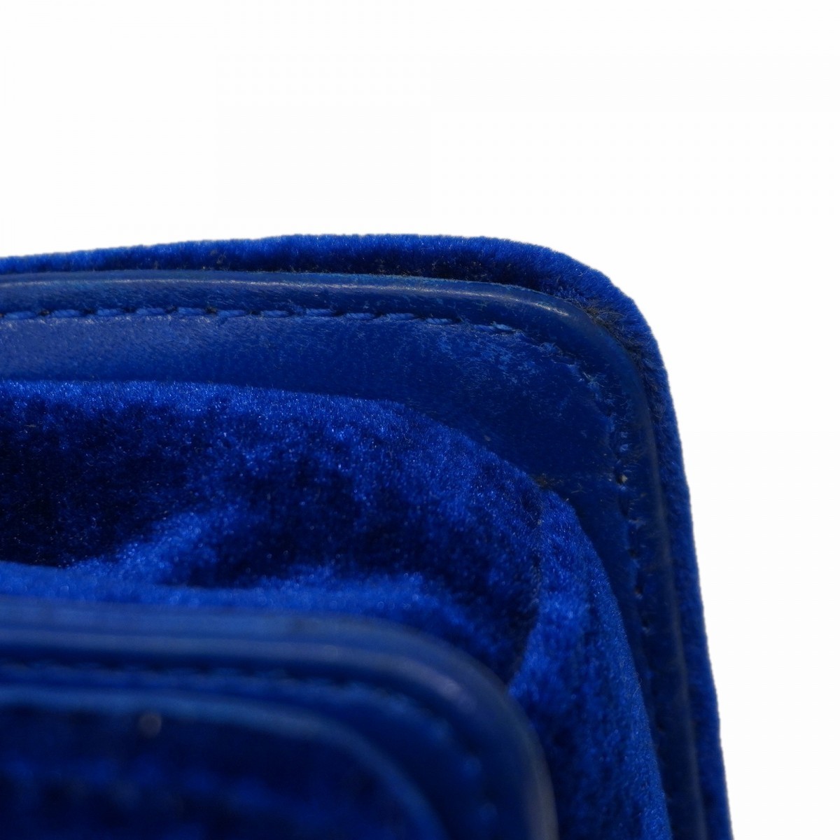 Auth [6ba1025] CHANEL Shoulder Bag Boy chanel ChainShoulder Velor Blue Silve... thumbnail 12