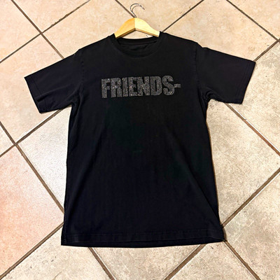 VLONE Friends Black Rhinestone Graphic Print Crew Neck Short Sleeve T-Shirt M