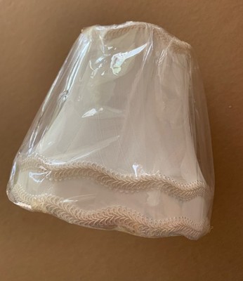 Small Scalloped Edges Lampshade White With Fancy Trim Clip On NEW In Wrap