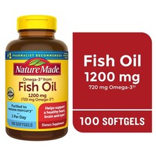 Nature Made Omega-3 Fish Oil 1200 mg 720 mg Omega 3 100 Softgels