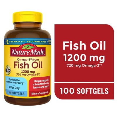 Nature Made Omega-3 Fish Oil 1200 mg (720 mg Omega 3) 100 Softgels