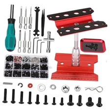 RC Car Repair Work Stand 532 PCS RC Repair Screws Set Kit 360 Degree Red