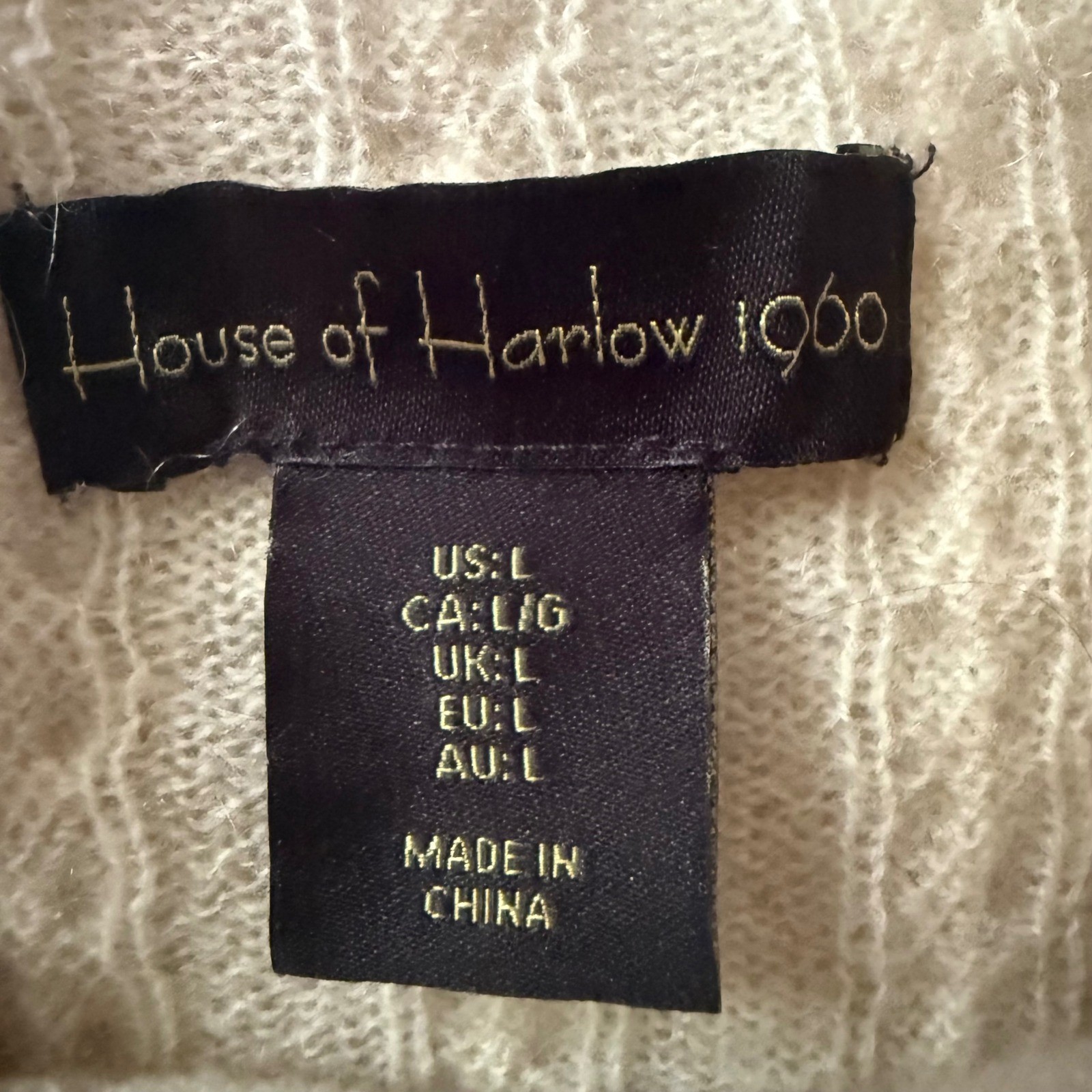 House of Harlow 1960 100percent Cashmere Sleeveless Vest Beige L Semi Sheer Luxury image 3