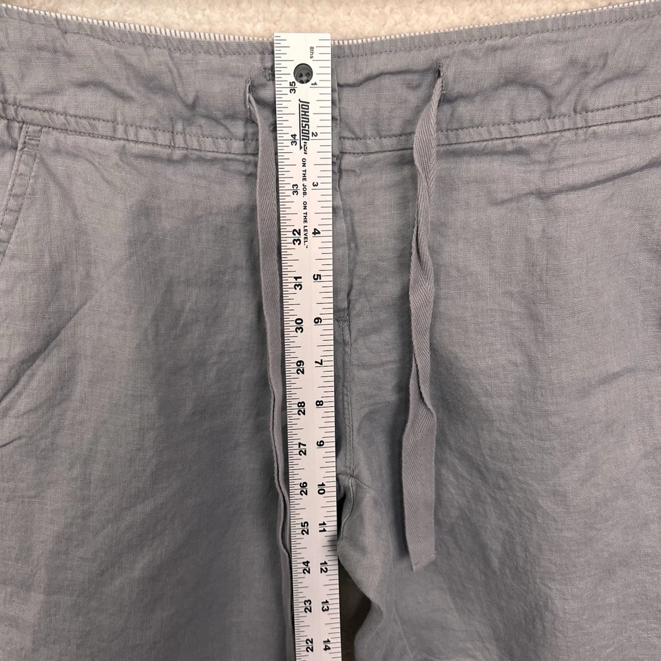 Pantalones Cortos Willi Smith 100% Lino Mujer 10 Gris Cordón Cintura Costa Playa Foto 4 de 4