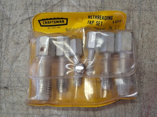 Vintage Craftsman Rethreading Tap Set Of 6, 9-52113 National Coarse Thread USA