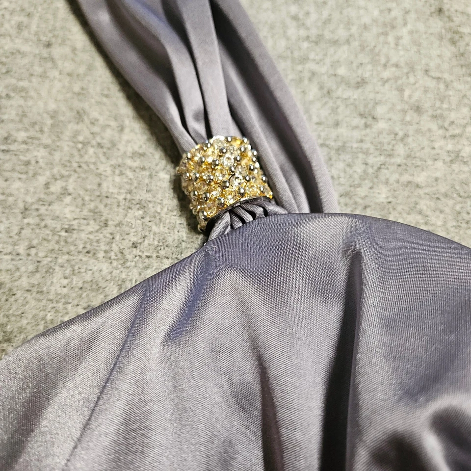 Love Tease Silver Satin Cocktail Dress Ruched Bodycon Party Club Mini Dress - Image 4 of 4