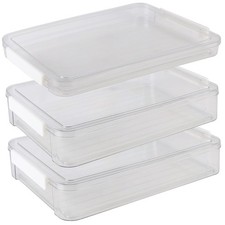 3 Pack 9x13 Stackable Plastic Storage Boxes with Lids, 5.5qt and 3qt Clear Sn...
