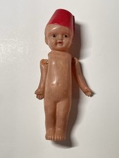 1930's Celluloid Doll Kewpie 6 inches JAPAN Red Hat Moving Arms