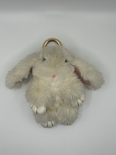 Plush Bunny Keychain Grey with White Paws 4  