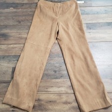 New Vintage Talbots Suede Like Flat Front Straight Leg High Rise Tan Lined Pants