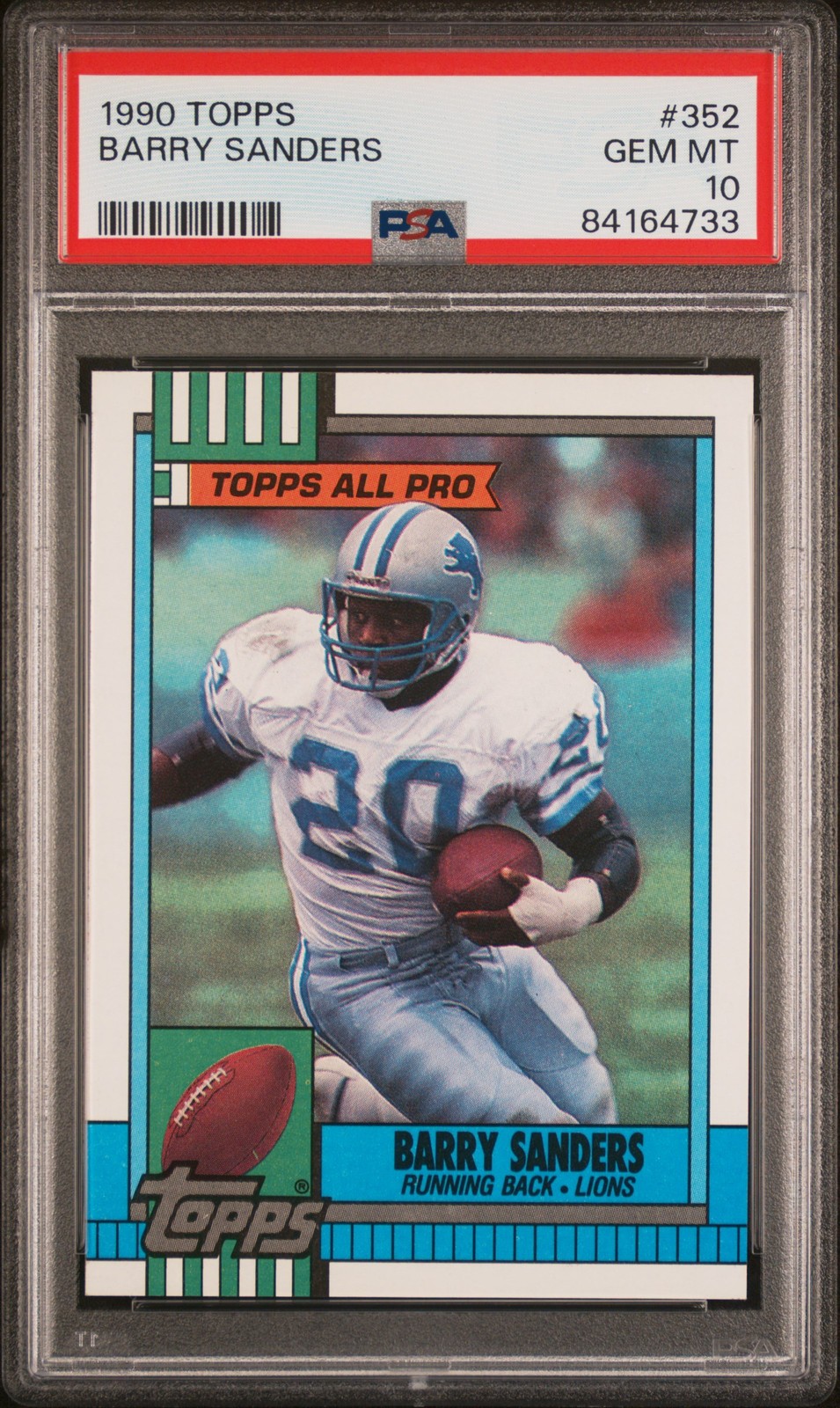 1990 TOPPS #352 BARRY SANDERS PSA 10