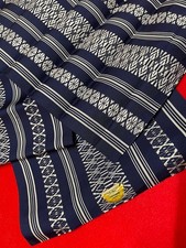 Obi Kimono Pure silk Hakata untailored clean navy blue