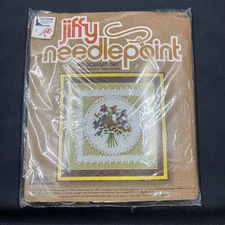 NEW Sunset Designs Jiffy Needlepoint Kit 5239 Lace Nosegay Tan- Flowers NOS