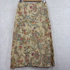 Vintage TALBOTS Maxi Wrap Skirt 6 Floral Butter Yellow Blue Red Rayon USA 80s
