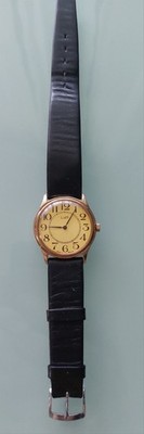Luch Armbanduhr Analog rund gold Zifferblatt/Gehäuse arabisch Leder schwarz