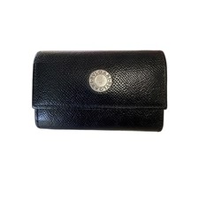 Bvlgari Bulgari Black Leather 6 Hook Key Case Holder Wallet