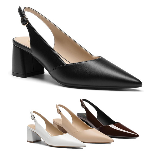 DREAM PAIRS Women's Chunky Block Heel Pumps Pointed Toe Dress Slingback Shoes