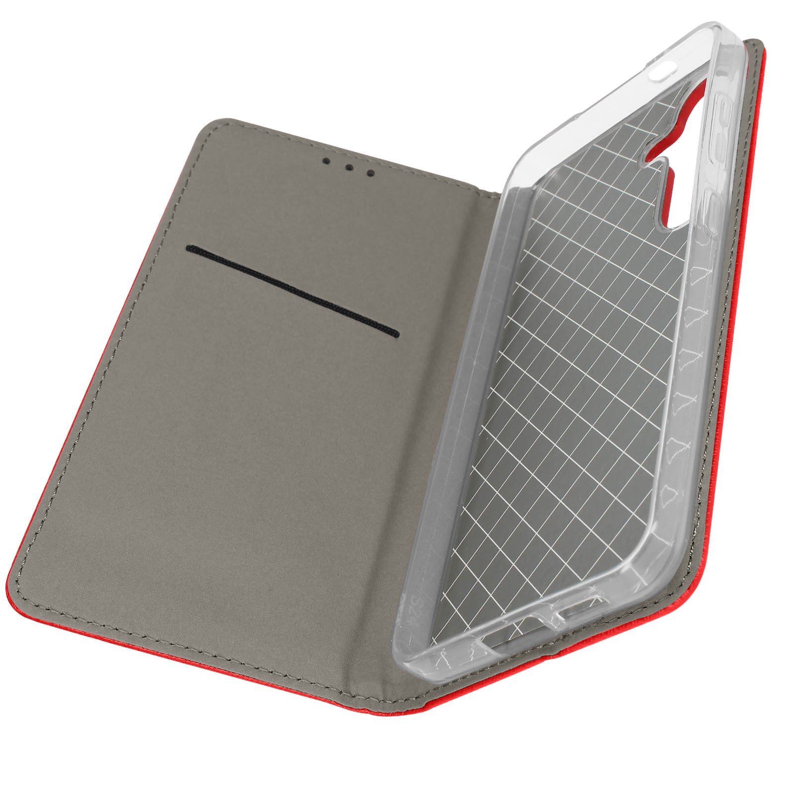 Étui clapet Galaxy S24 Avizar Smart Collection rouge style portefeuille
