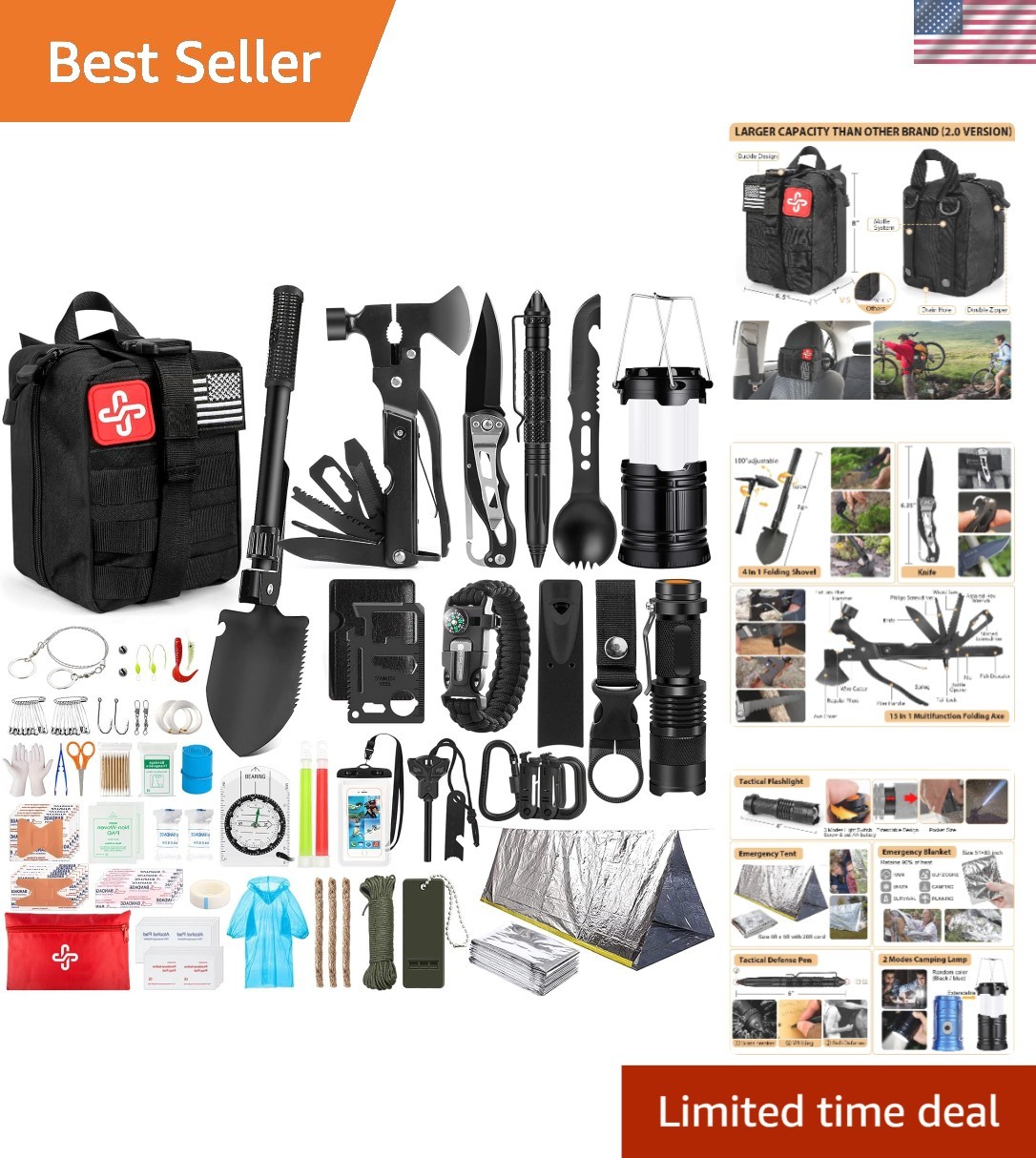 Comprehensive 250-Piece Survival Kit for Emergencies