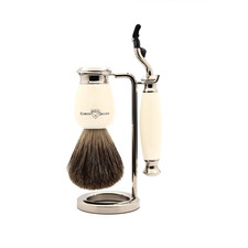 S81M587AMZ Imitation Ivory Nickel Classic Shaving Set with Pure Badger Shaving