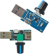 2 Pack USB Fan Controller Stepless Speed Regulator Air Volume 1.98, blue 
