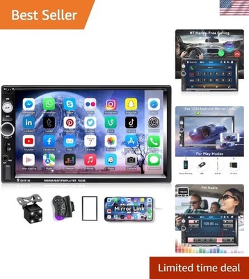 1080P Full HD 7'' Car Stereo with Bluetooth & Mini Backup Camera - Easy Install