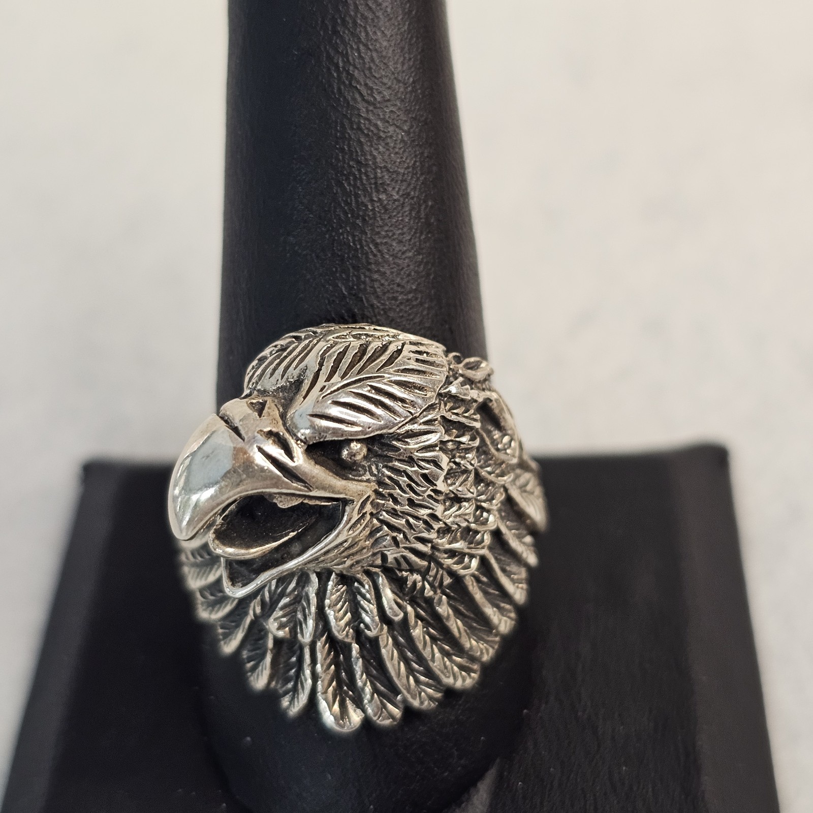 Men’s Solid Sterling Silver 3D Eagle Head Ring Si… - image 4