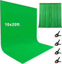 10x20' Large Green Screen Backdrop for Photography,2Rod Pocket Chromakey Collaps