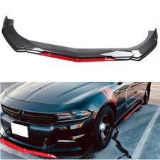For Dodge Charger Front Bumper Lip Splitter Spoiler Carbonfiber Red