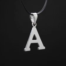 925 Sterling Silver Alphabet Initial Pendant Plain Slab Serif Upper Case Letter