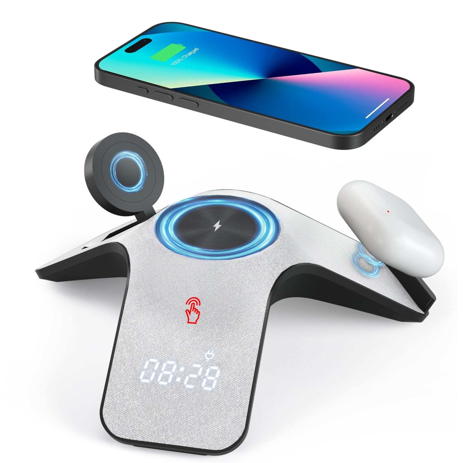 YLF 5-in-1 Fast Wireless Charger Station with Adapter for Multiple Devices