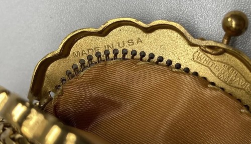 Vintage Whiting & Davis GOLD Metal Mesh Handbag Art Deco with Small Coin Purse - Picture 8 of 11