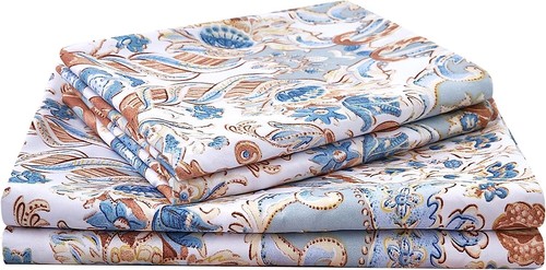 Size 4 Piece Floral Printed Sheet Set Queen Botanical Pattern Microfiber Sheets - Picture 84 of 175