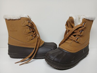 NEW Tamarack Youth Kids Brown Fur Lined Winter Snow Boots, Size 2