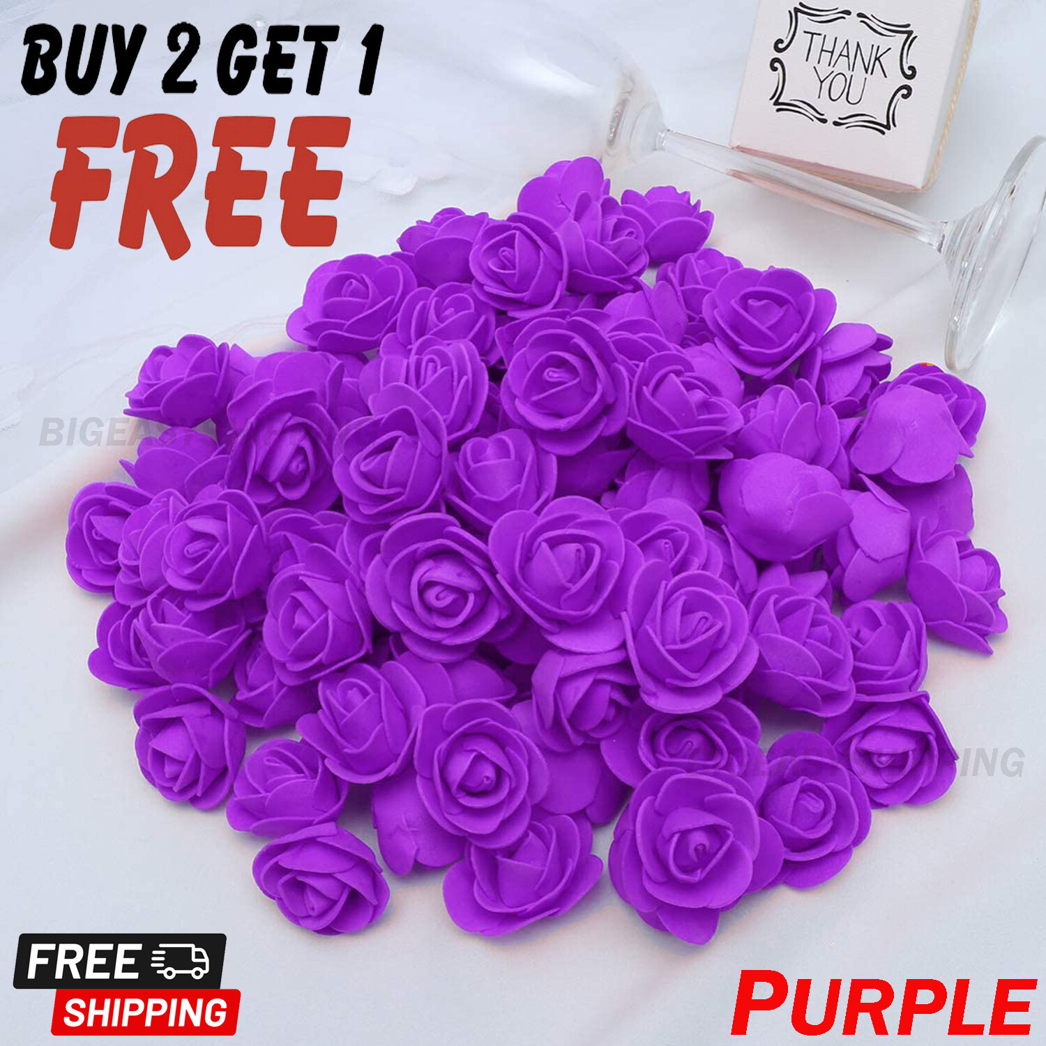 100 Foam Mini Artificial Roses Heads Buds Fake Flowers Wedding Home