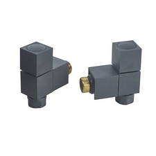 Square Angled Designer Anthracite Heated Towel Rail Rad Radiator Valves 15mm