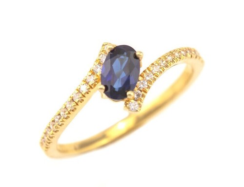 Bague Ajustable Or Jaune Massif 14 Carats – Saphir Naturel Vert 2,08 Ct Et Diamants (Neuf)