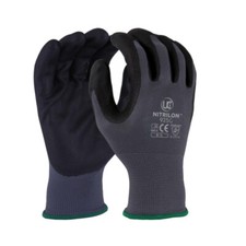 10 x UCI Nitrilon-925G Nitrile Foam Coated Gloves - Black & Grey