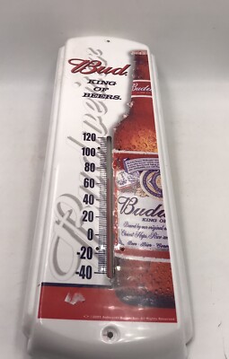 BUDWEISER WALL THERMOMETER Metal BUD KING OF BEERS FROSTY BOTTLE 16  X 5   2001