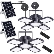 Auzev Solar Shed Light Indoor Outdoor Upgrade 176 LED 4 and 1 Heads Solar Pow...