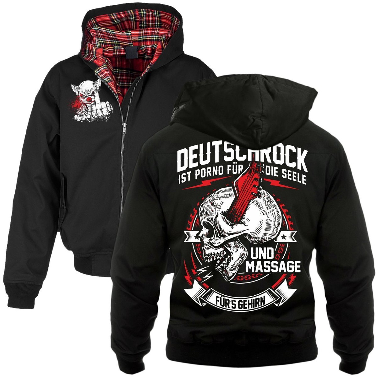 Harrington Jacke mit Kapuze Deutschrock Porno für die Seele Band Musik  Zitate | eBay