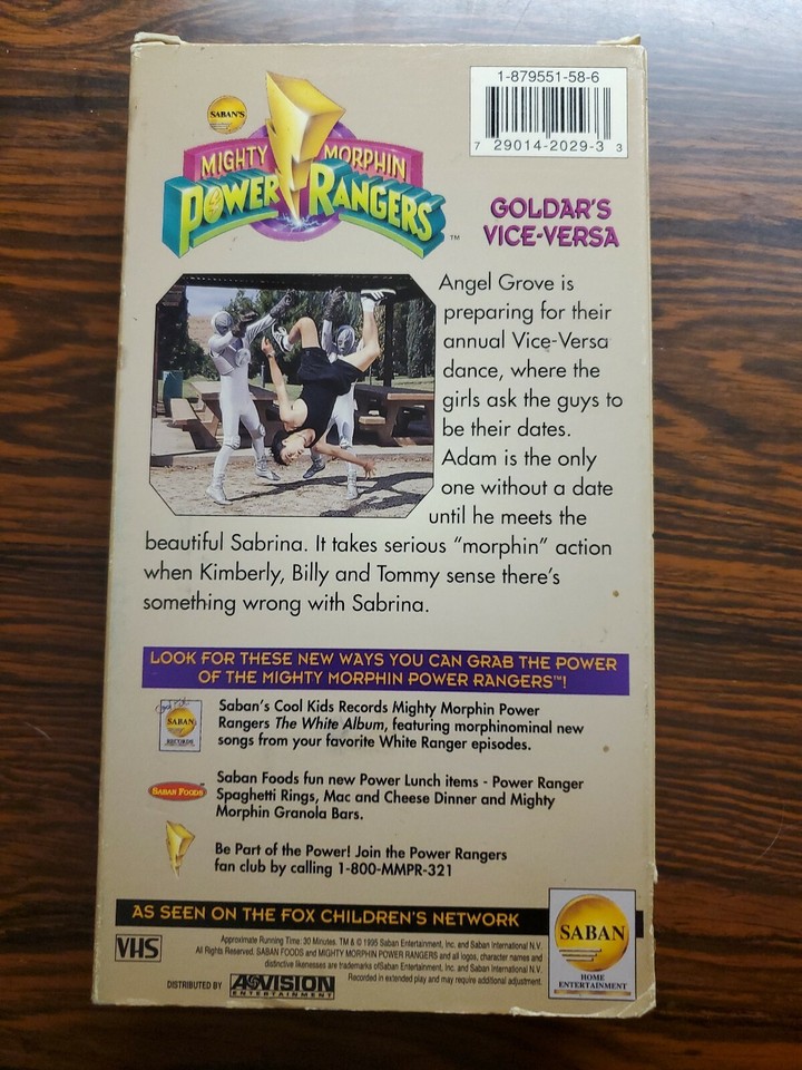 Vhs Mighty Morphin Power Rangers White Ranger Goldars Vice Versa 