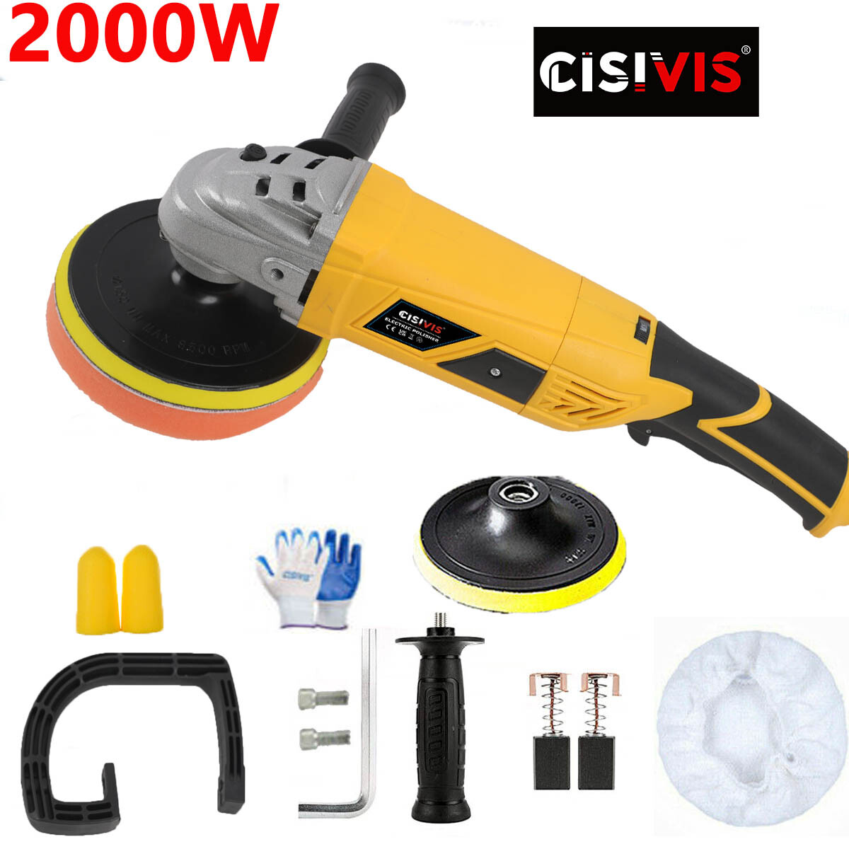 2000W Rotary 5" Dual Action Car Polisher Kit Orbital Polishing Machine