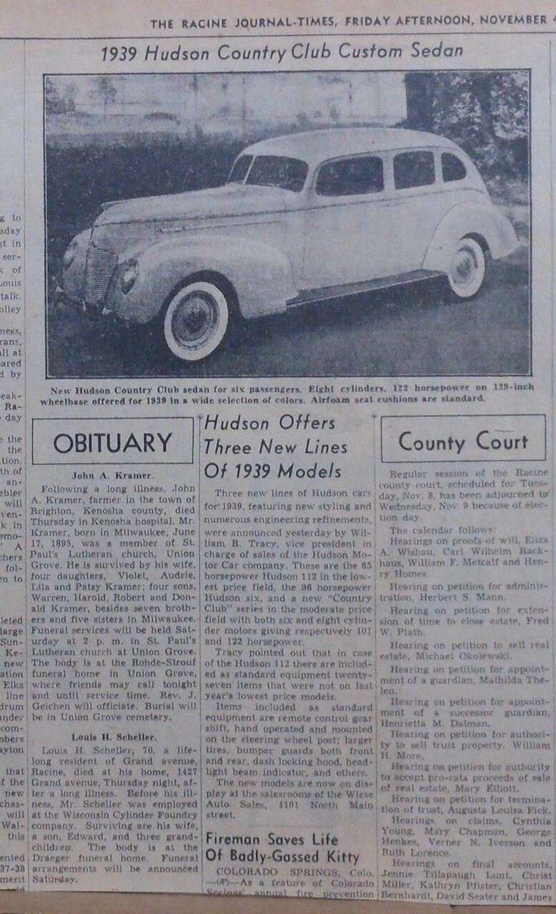 1938 newspaper ads for Hudson - 1939 Country Club Touring Sedan, Airfoam  ride | eBay