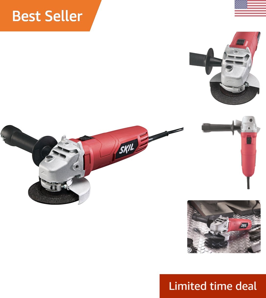 Compact 4-1/2-Inch Angle Grinder with Comfort Grip & Vibration Control