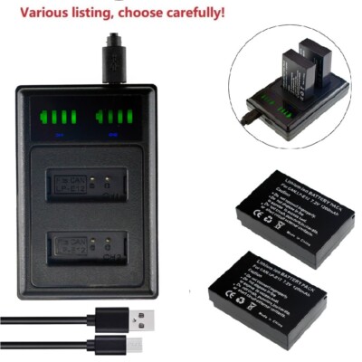 LP-E12 Battery or USB Dual charger For Canon EOS M M2 M10 M50 M100 100D LC-E12