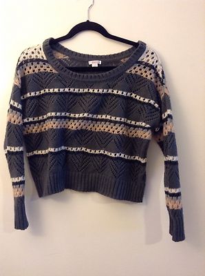 Target Xhilaration crop striped long sleeve knit sweater L Large