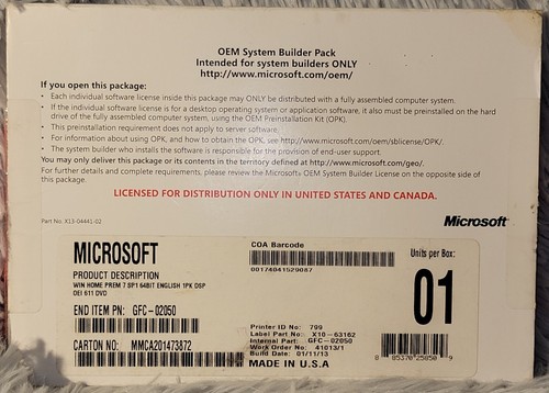 Microsoft Windows 7 Home Premium 64 bit x64 Full English DVD MS WINDOWS NEW - Picture 7 of 8