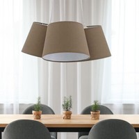 Decken Pendel Leuchte Wohn Zimmer Dielen Beleuchtung Stoff HäNge Lampe Braun