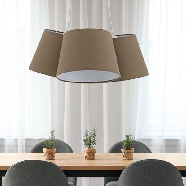 Decken Pendel Leuchte Wohn Zimmer Dielen Beleuchtung Stoff HäNge Lampe Braun-image